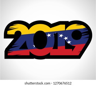 Illustration of 2019 New Year with the theme of the Venezuela flag