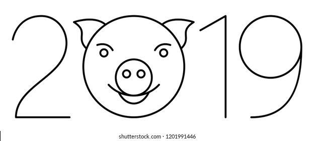 Illustration of the 2019 number and pig symbol