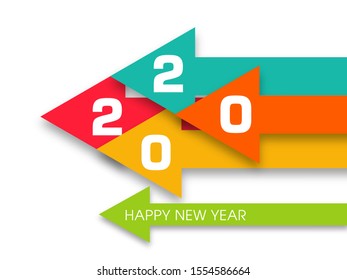 Illustration of 2020 Happy new year text design vector.