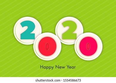 Illustration of 2020 Happy new year text design vector.