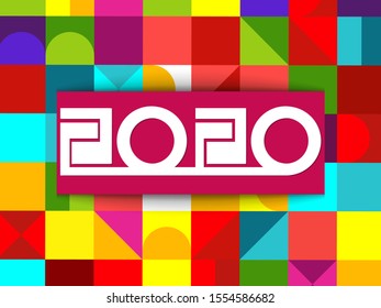 Illustration of 2020 Happy new year text design vector.