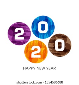 Illustration of 2020 Happy new year text design vector.
