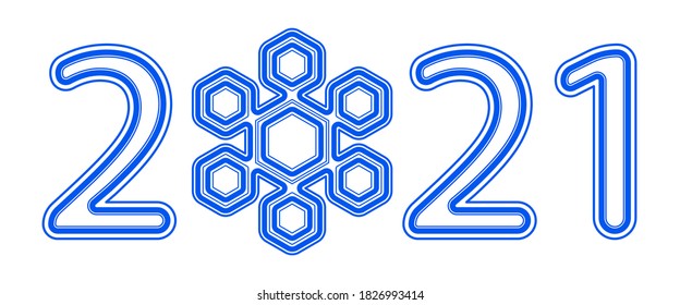Illustration of the 2021 abstract winter snowflake number
