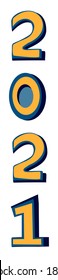 illustration of 2021, new years , simple with yellow and blue color, fit for date, icon, web,