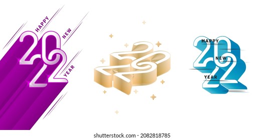 Illustration von 2022 Schrift, 2022 Typografie-Konzept mit Variation der Schriftnummer, anwendbar für Kalender, Grußkarten, Banner, Flyer, Siebdruck, Poster mit minimalistischer Vorlage.