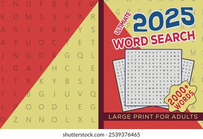 Illustration of 2025  word search cover for adults' 