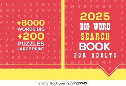 Ilustração da capa vermelha do livro de pesquisa de palavras de 2025