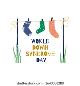 Illustration Of 21 March World Down Syndrome Day. Symbol different socks.