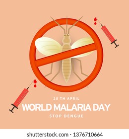 Illustration Of 25 April World Malaria Day Background.