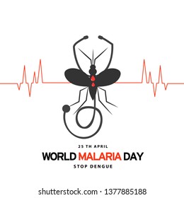 Illustration Of 25 April World Malaria Day Background.