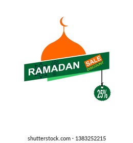 
illustration of 25% ramadan sales, with an abstract mosque. Muslim Religion celebration.mosque element.modern template Sale Design Vector. Suitable for Greeting Cards, Posters and Banners - Vector