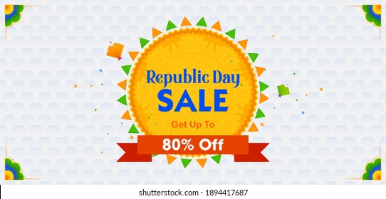 Illustration For 26th January Happy Republic Day Of India Sale Banner With Indian Flag Tricolor