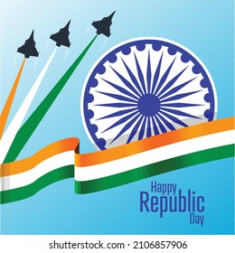 illustration for 26th January Happy Republic Day of India banner with Indian flag tricolor