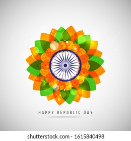 illustration of 26th January republic day of India  vector creative poster background with indian flag and gateway of india.