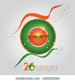 illustration of 26th January republic day of India  vector creative poster background 