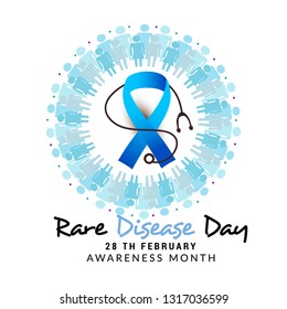 Illustration Of 28 February Rare Disease Day Background.