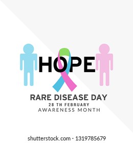 Illustration Of 28 February Rare Disease Day Background.