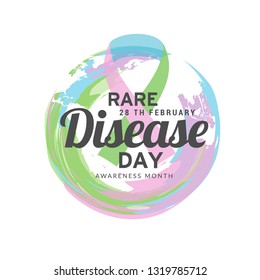 Illustration Of 28 February Rare Disease Day Background.