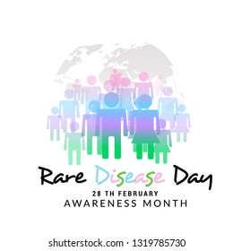 Illustration Of 28 February Rare Disease Day Background.