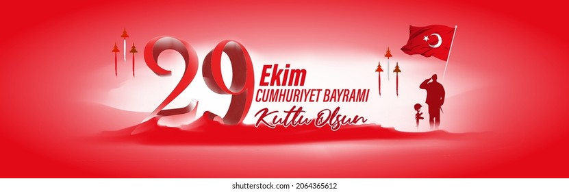 Illustration of 29 ekim Cumhuriyet Bayrami kutlu olsun, Republic Day Turkey. written text means- 29 October Republic Day Turkey