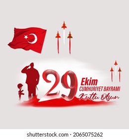 Illustration of 29 ekim Cumhuriyet Bayrami kutlu olsun, Republic Day Turkey. written text means- 29 October Republic Day Turkey