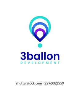 Illustration of 3 balloons stacked on top of each other. It is suitable for software and development companies