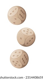 Illustration of 3 dices with round corner. Vector casino clipart. White background.