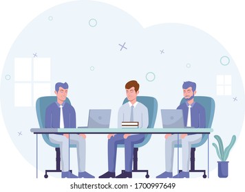 Illustration 3 flat of a man meditating at the office