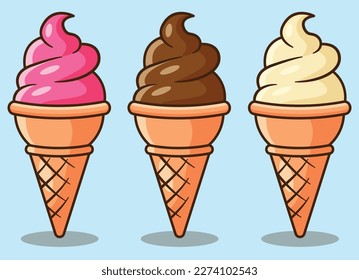 The Illustration of 3 Flavor Ice Cream