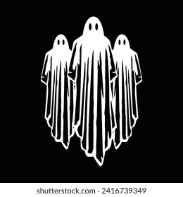 illustration 3 ghost horror vintage drawing logo vector cute retro mystery scary