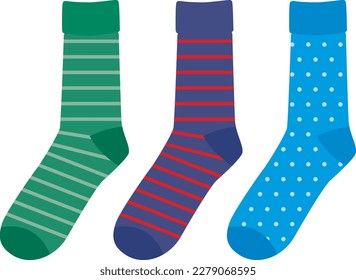 Illustration of 3 pairs of socks