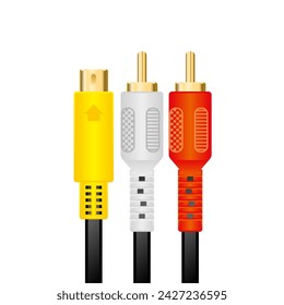 Es una ilustración de 3 enchufe RCA 2 enchufe de terminal S 1 de 3 colores.