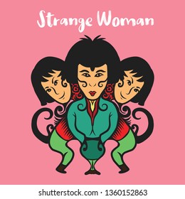 Illustration of 3 strange women for t-shirt design