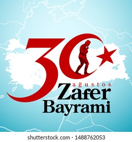 illustration 30 august zafer bayrami Victory Day Turkey. Translation: August 30 celebration of victory and the National Day in Turkey. celebration republic, graphic for design elements