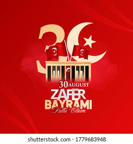 illustration 30 august zafer bayrami Victory Day Turkey. Translation: August 30 celebration of victory and the National Day in Turkey