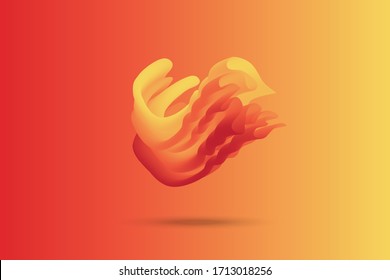 Illustration of 3D abstract icon design of fire element in colorful tone