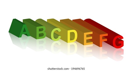 Illustration of 3d alphabetic energy efficiency