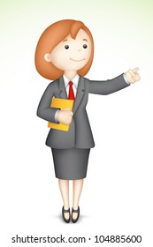 illustration of 3d business lady in vector giving presentation
