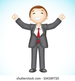 illustration of 3d business man in vector showing happy gesture