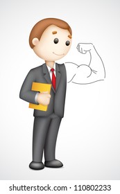 illustration of 3d business man in vector showing biceps