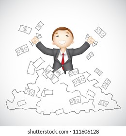 illustration of 3d business man in vector showing happy gesture