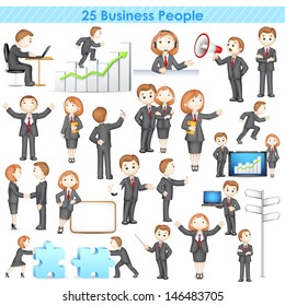 illustration of 3d businesspeople collection doing different activities