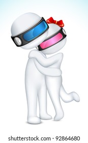 illustration of 3d couple in vector fully scalable hugging