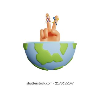 illustration 3d design off peace world with 2 flag country, background white fix for peace day campaign and education