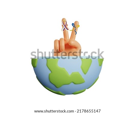 illustration 3d design off peace world with 2 flag country, background white fix for peace day campaign and education