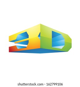 Illustration of 3d Display Technology Symbol isolated on a white background