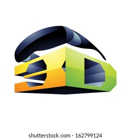 Illustration des 3D-Symbol für die Anzeigetechnologie, einzeln auf weißem Hintergrund