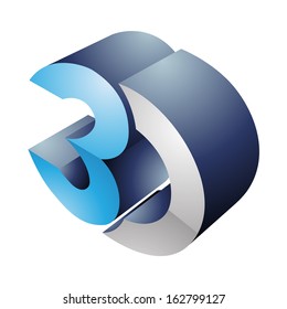 Ilustración del símbolo de tecnología de visualización 3d aislado en un fondo blanco