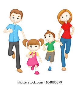 illustration of 3d family in vector in playful mood