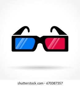 Illustration of 3d glasses on white background